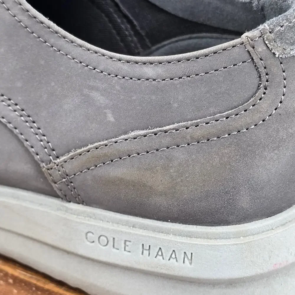 Cole Haan Shoes Mens 11 M Gray Leather Grand+ Plain Toe Lace Up Casual Oxfords
